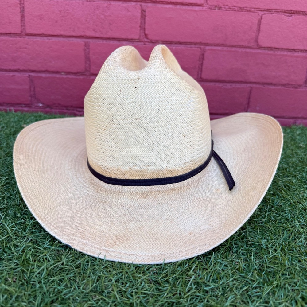 Vtg Resistol Self Conforming Straw Cowboy Hat Tan Size 7 Made‎ in Texas USA
